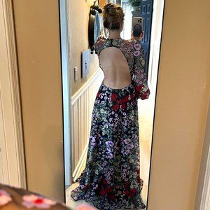 ASOS EDITION all over floral low back embroidered maxi dress in black